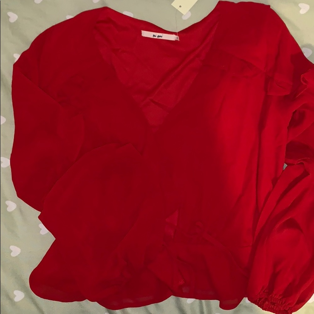 Bright red dressy crop top